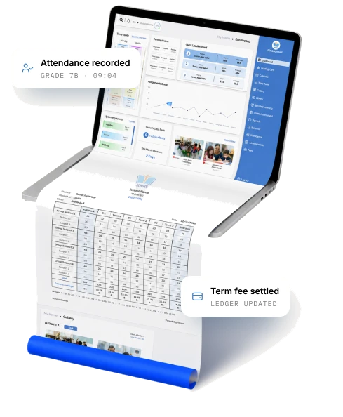 Massarat student dashboard with attendance and fee updates